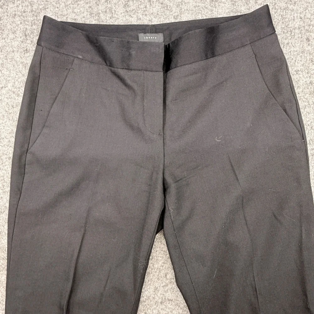 Theory Womens Black Wool Blend Straight Leg Dress‎ Pants Trousers Size 2